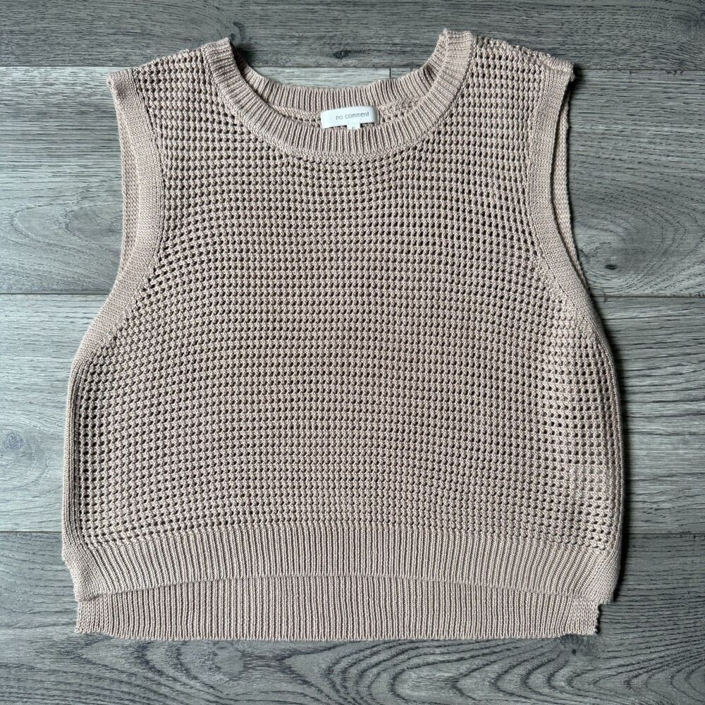 No Comment‎ Chic Mauve Open Knit Sleeveless Sweater Vest - Size XL